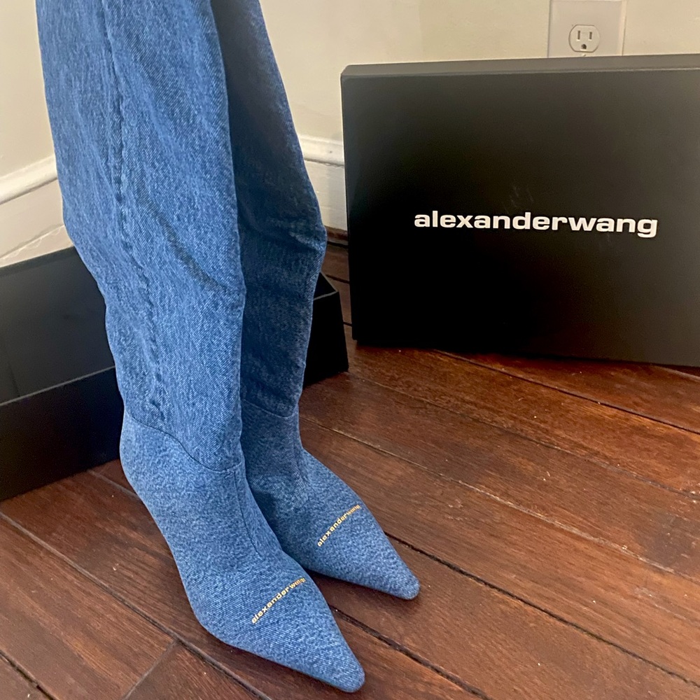 Alexander Wang Indigo Viola Denim Boots NWT